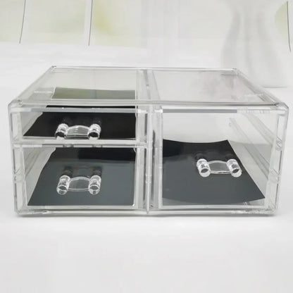 Table Transparent Plastic Makeup Organizer Multi-type Drawers Skincare Product Storage Box 3 Layers Case