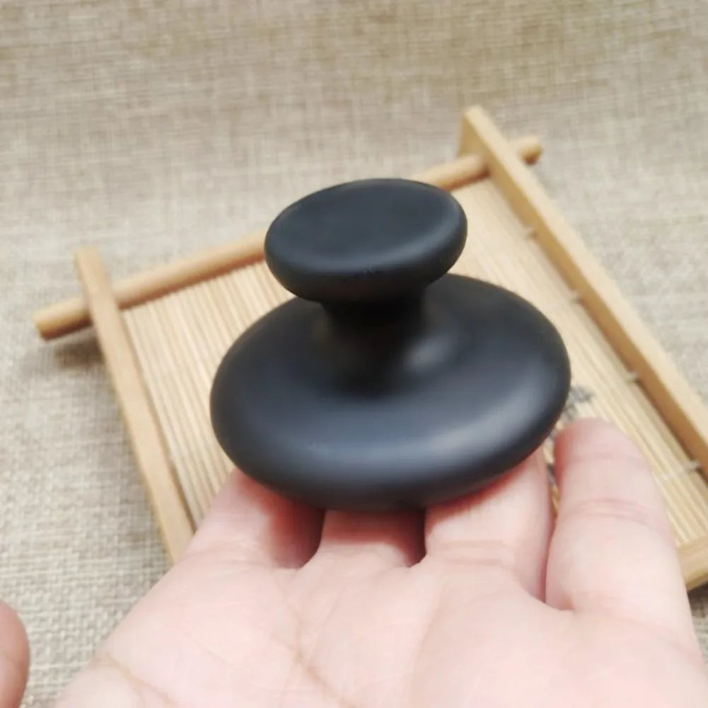 1pcs Massager Spa Black Stone Essential Oil Massage Volcanic Energy Stone for Body Face Massage Mushroom 마사지기 beauty health