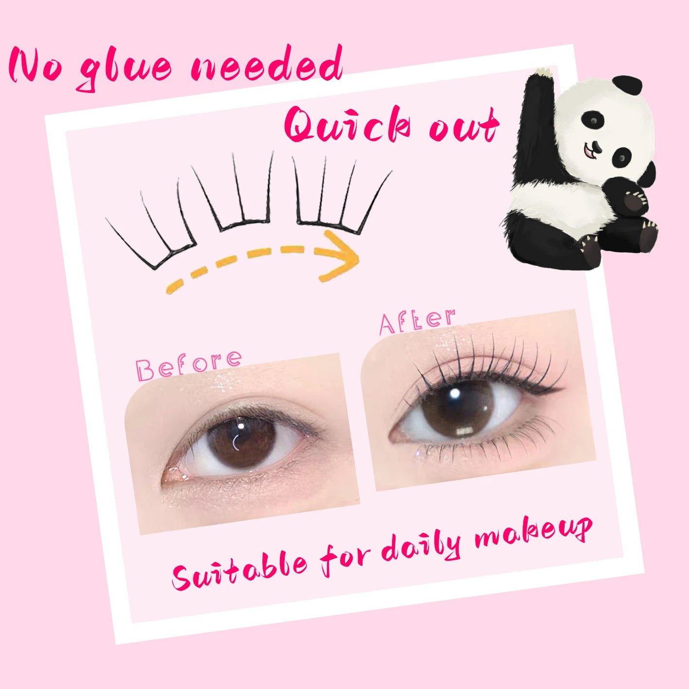 Korean Stylish Self-Adhesive False Eyelashes K-pop Inspired Fluffy Clustered Slender Comic Design for Everyday Use