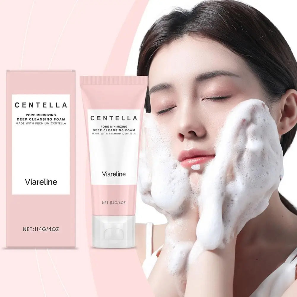Soothing Centella Asiatica Mild Deep Cleansing Foam Cleanser - Remove Pore Oil Control Exfoliating Refresh Facial Skincare