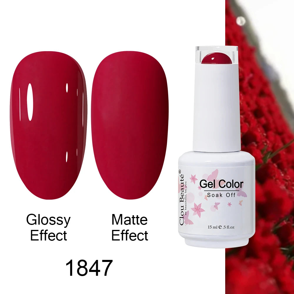 Clou Beaute 15ml Nail Gel Polish Warm Color Dark Red Brown Semi Permanent Nail Art Manicure Soak Off LED UV Varnishes Lacquer