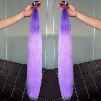 Synthetic 2Pcs Straight Ponytail With Elastic Hair Tie Colorful Braiding Ponytail Hair Extensions Hair Accessories For Women