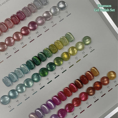 Eleanuos Rainbow Cat's Eye gel Polishing 36PCS Mixed Varnish gel Semi Permanent Glass Cat's Eye Star Ultraviolet LED Nail Salon