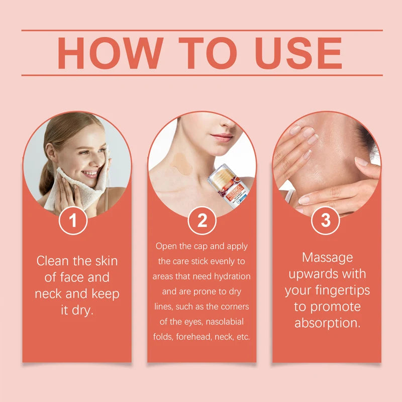 Retinol & Collagen Neck Cream Neck Face Firming Stick with Jojoba Oil Moisturizing Lifting Hyaluronic Acid for All Skin Types