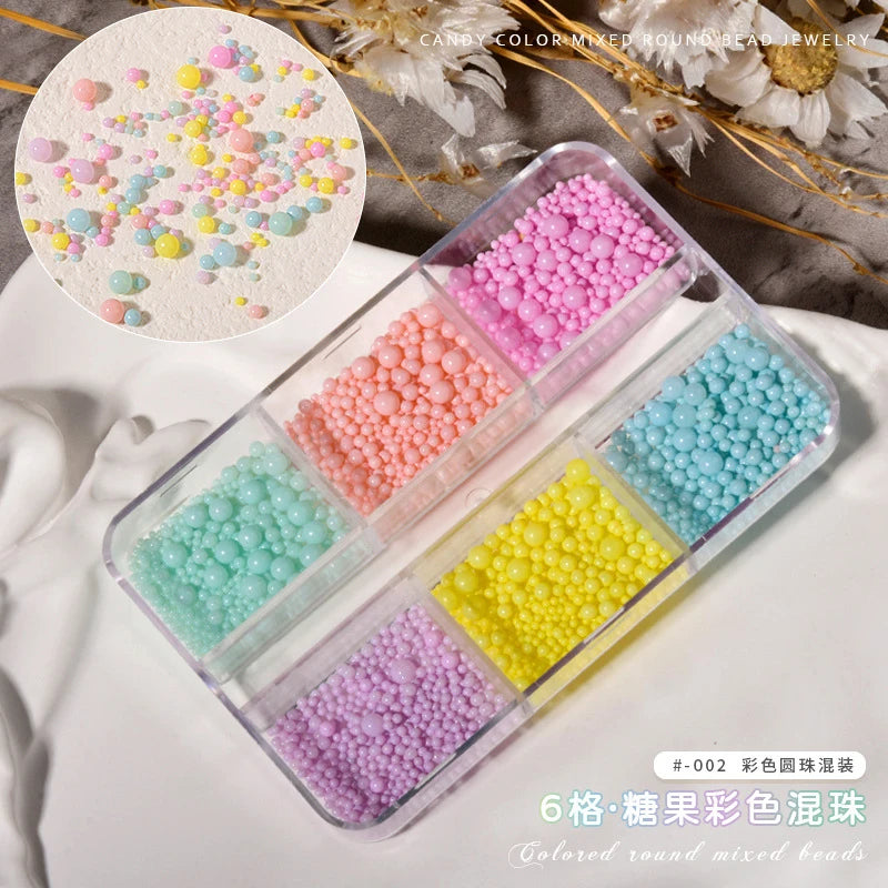 Gun Black Square Rivet Metal Round Ball Cone Alloy Fork Spoon Punk Stars Bowknot Pearl Nail Art Accessories Decorations Manicure