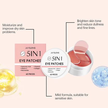 60pcs Pink Rice Collagen Eye Mask Anti Dark Circles Eyes Bags Remover Firming Moisturizing Eye Patches Mild Skin Care Eyes Care