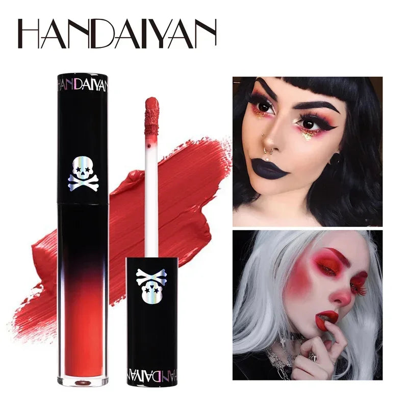 New Black Velvet Lipsticks Halloween Dark Matte Lip Gloss Set Moisturizing Lasting Waterproof No Fade Sexy Red Liquid Lipsticks