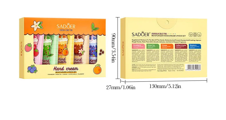 Fruit Milk Tea Hand Cream Gift Set - Intense Hydration & Crack Prevention for Winter, Soothing Dry Skin with Sweet Scent ,Travel
