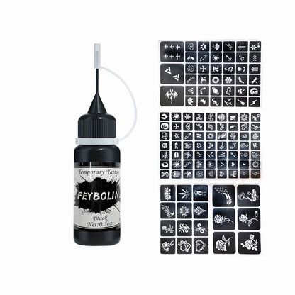 Long-Lasting Temporary Tattoo Inks with 3 Tattoo stickers Kit,Freehand Painting Gel for Makeup Trend Party Tattoos for Face Body