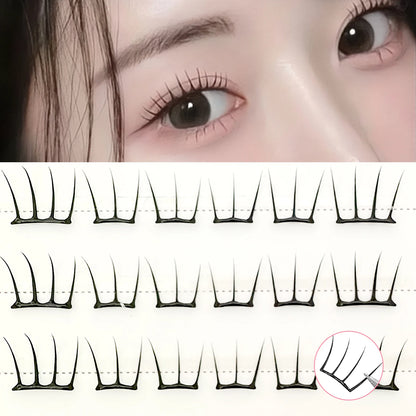 Korean Stylish Self-Adhesive False Eyelashes K-pop Inspired Fluffy Clustered Slender Comic Design for Everyday Use