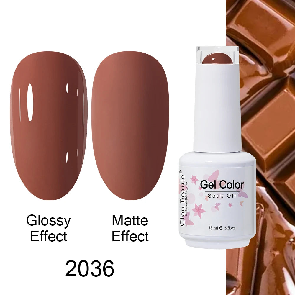Clou Beaute 15ml Nail Gel Polish Warm Color Dark Red Brown Semi Permanent Nail Art Manicure Soak Off LED UV Varnishes Lacquer