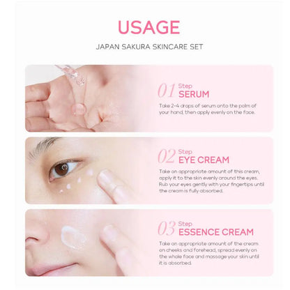 Sakura Skin Care Sets & Kits With Cleanser,Serum,Eye Cream,essence Cream Beauty Products For Women Face Skin Care Set