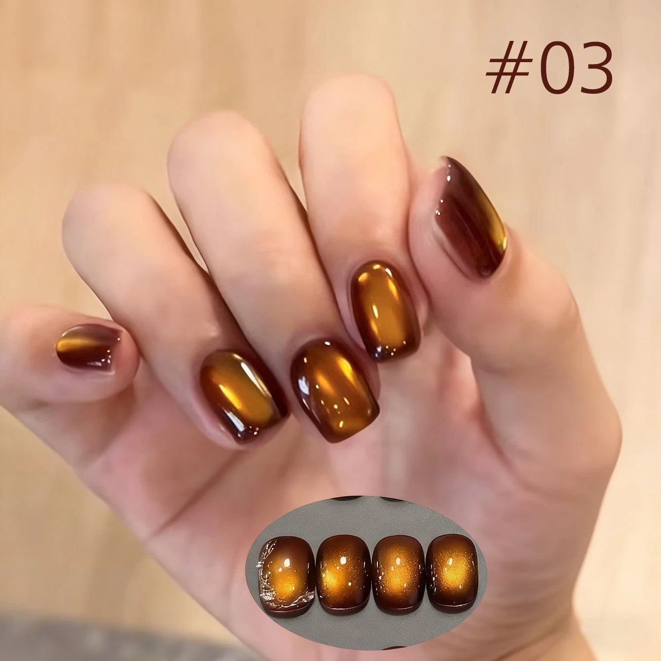 10ML 1-10PCS 2025 New Sunset Cat's Eye Nail Polish Series Amber Glass Beads Magnet Gel Nail Polish Nail Art Gold Brown Nails