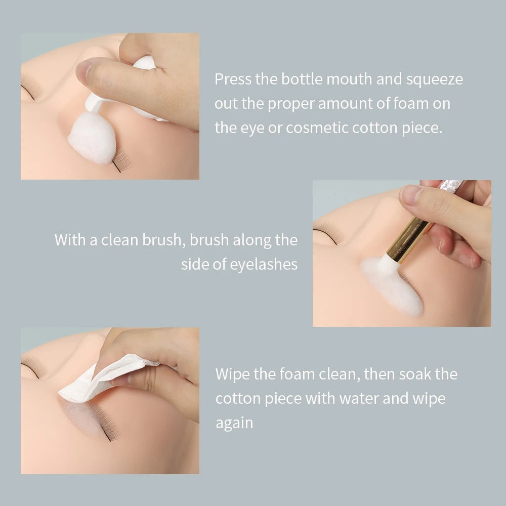 GLAMLASH 60ml  Eyelash Extension Shampoo Foam Eyelid Deep Clean Cleanser For Makeup Tools Mascara Remover Glue Salon Home Use