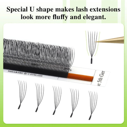 NAGARAKU 3D 4D 5D UU W Eyelashes U Shape Eyelash Extensions Soft Lashes Makeup Mesh Net Cross Premade Volume Eyelash
