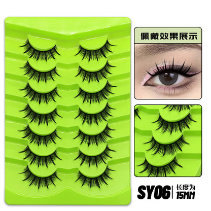 GROINNEYA Manga Lashes 5/7 pairs Eyelashes 3D Natural False Lashes Fluffy Soft Cross Wispy Natural Eyelash Extension Makeup