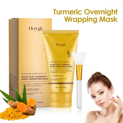 2pcs Collagen Overnight Facial Mask Deep Pore Cleansing Peel off Oil Control Turmeric Night Face Mask for Skin Care
