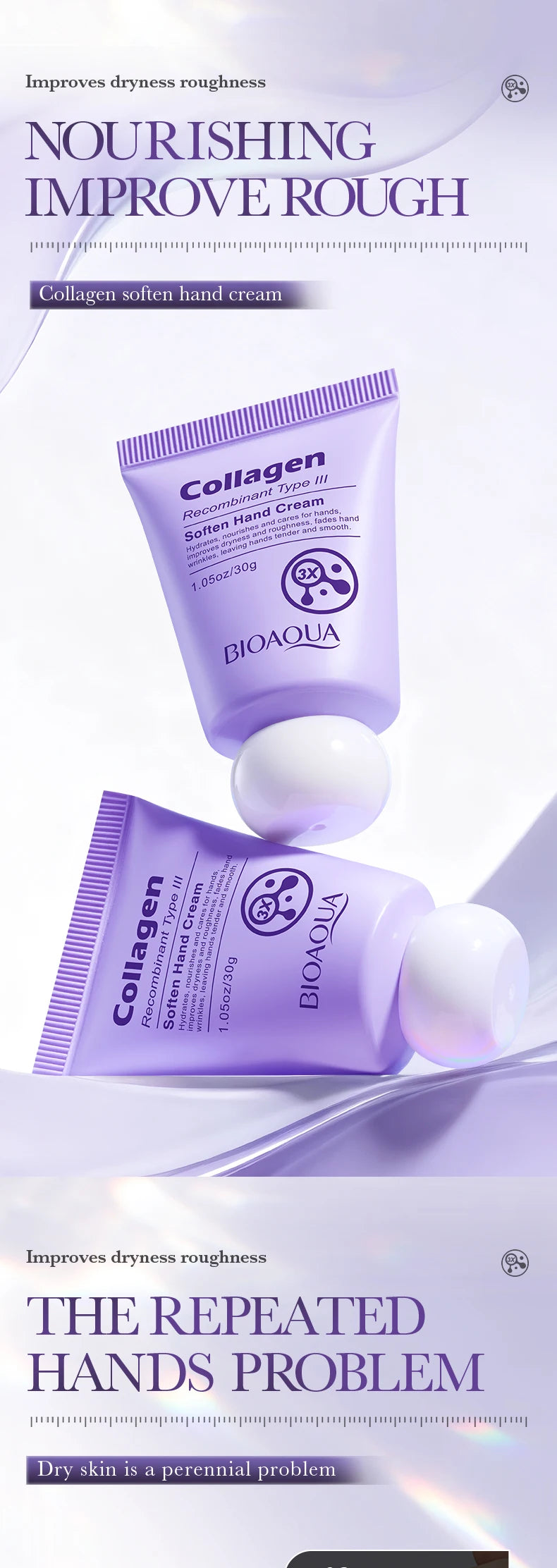 BIOAQUA Collagen Hand Cream Nourishing Moisturizing Anti-Aging Anti Wrinkles Whitening Hands Skin Care Products