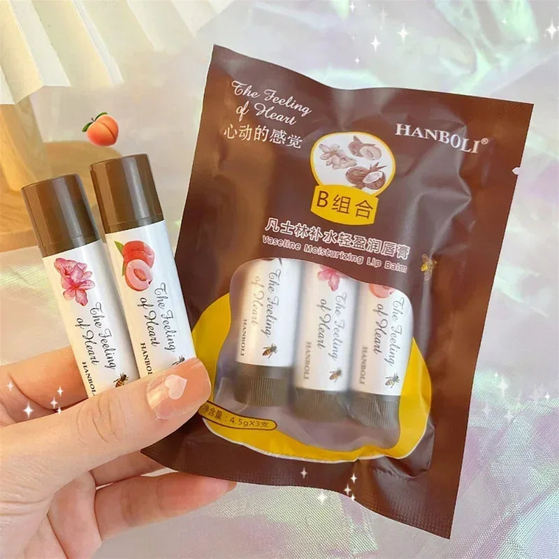 4 Colors Colored Lip Balm Cute Fruit Moisturizing Lip Tint Long Lasting Peach Red Lipstick Waterproof Women Lips Makeup Cosmetic