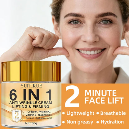 6-in-1 Anti-Wrinkle Cream 60g Quick Lifting & Firming with Collagen & Retinol Moisturizing Skin Smoothing Formula