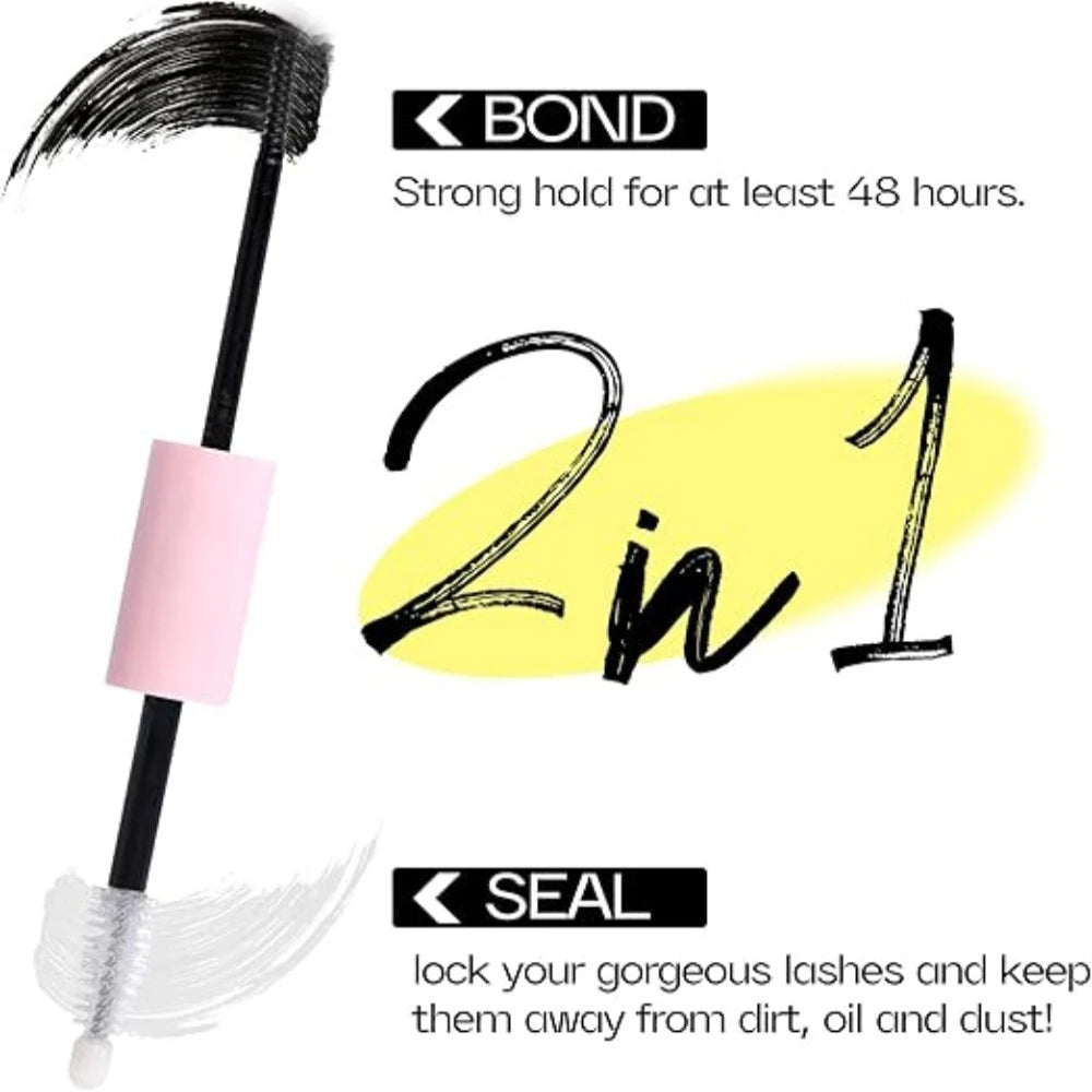 Bond & Seal Eyelash Glue 72 Hours 2-in-1 DIY Clustered Eyelashes Latex Free Waterproof for Sensitive Extension Glue Makeup Tools