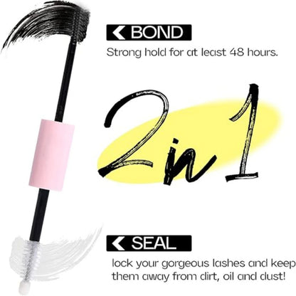 Bond & Seal Eyelash Glue 72 Hours 2-in-1 DIY Clustered Eyelashes Latex Free Waterproof for Sensitive Extension Glue Makeup Tools