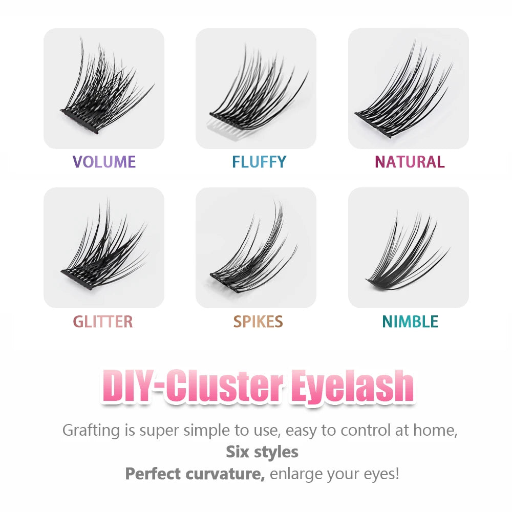 YUANZHIJIE 0.07 C/D DIY single lash Extension Clusters False Eyelash Precut Segmented Bundles Soft Natural Manga Make-up