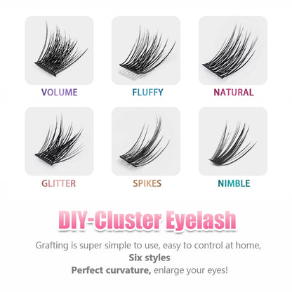 YUANZHIJIE 0.07 C/D DIY single lash Extension Clusters False Eyelash Precut Segmented Bundles Soft Natural Manga Make-up