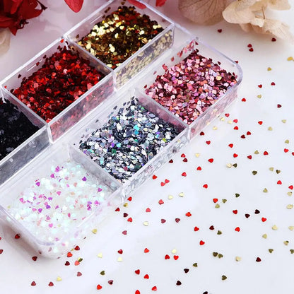 6 Grids Foil Nail Art Holographic Aluminum Nail Foil Stickers Nail Sequins 3D Glitter Decoration DIY Design Accessories