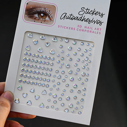 132/162/216/900pcs Coorful Diamonds Tattoos Stickers 3/4/5/6mm Face Rhinestones Tattoo for Party Body/Eye Makeup Gem Accessories