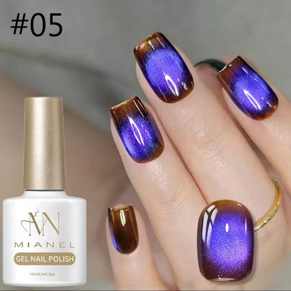 10ML 1-21PCS 2025 Autumn New Emerald Green Magnet Cat's Eye Gel Nail Polish Green Whitening Glass Bead Cat Eye Nail Polish