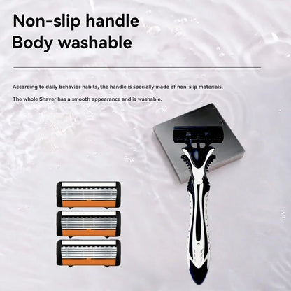 1 Handle + 3/6/12 Blades/ Men Women Manual Safety Razor 6-Layer Stainless Steel Hair Removal Shaving Replaceable Shaver Head