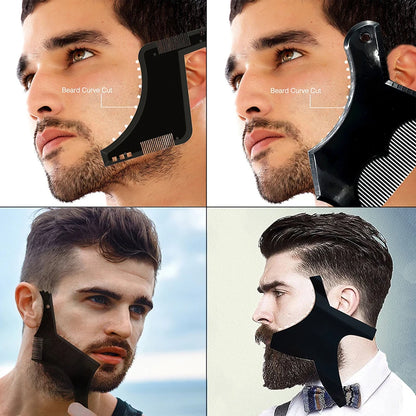 Men's All-in-One Beard Styling Comb - Creative Beard Stencil and Shaping Template Tools for Perfectly Groomed Facial Hair