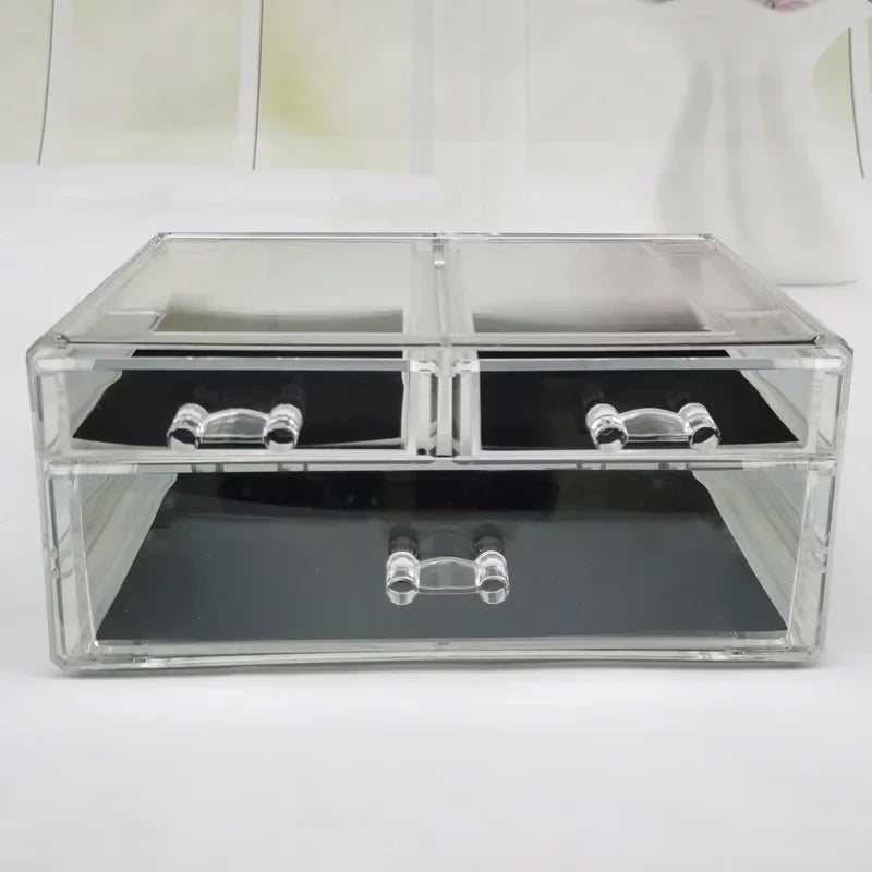 Table Transparent Plastic Makeup Organizer Multi-type Drawers Skincare Product Storage Box 3 Layers Case