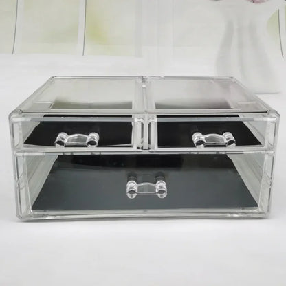 Table Transparent Plastic Makeup Organizer Multi-type Drawers Skincare Product Storage Box 3 Layers Case