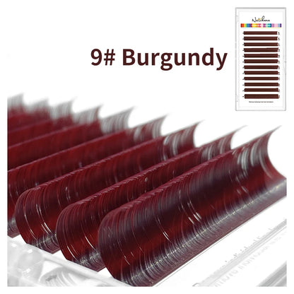 NATUHANA Caramel Colored Lashes Extension Individual Faux Mink Colour False Eyelashes Brown Teal Mocha Lashes For Makeup Tools