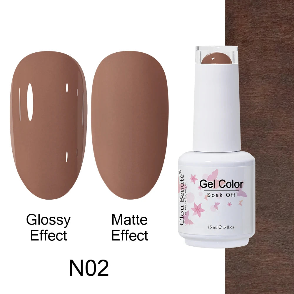 Clou Beaute 15ml Nail Gel Polish Warm Color Dark Red Brown Semi Permanent Nail Art Manicure Soak Off LED UV Varnishes Lacquer