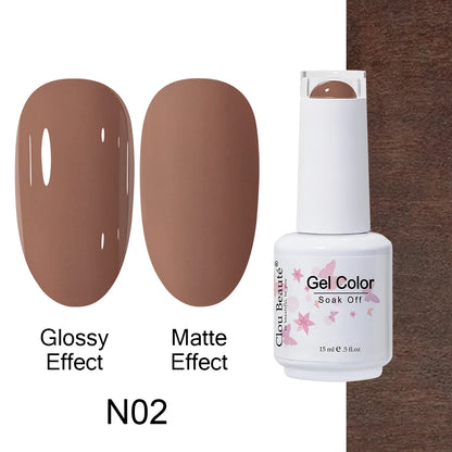 Clou Beaute 15ml Nail Gel Polish Warm Color Dark Red Brown Semi Permanent Nail Art Manicure Soak Off LED UV Varnishes Lacquer