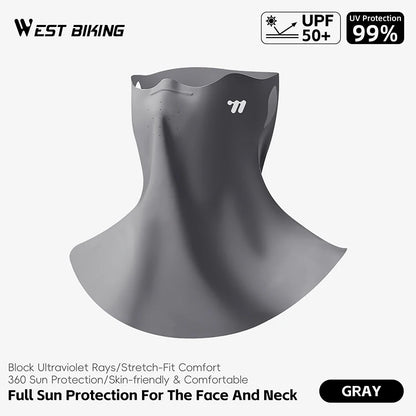 WEST BIKING Mask Breathable Sunscreen Face Veil Ice Silk Face Mask Sun Protection Neckline Face Cover Summer Cycling Hiking