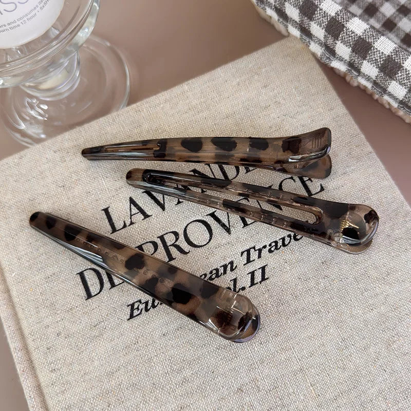3pcs/Set Hairpins Retro Leopard Print Duckbill Hair Clips Makeup Bangs Clips for Women Girls Fashion Barrettes Hair Styling Tool