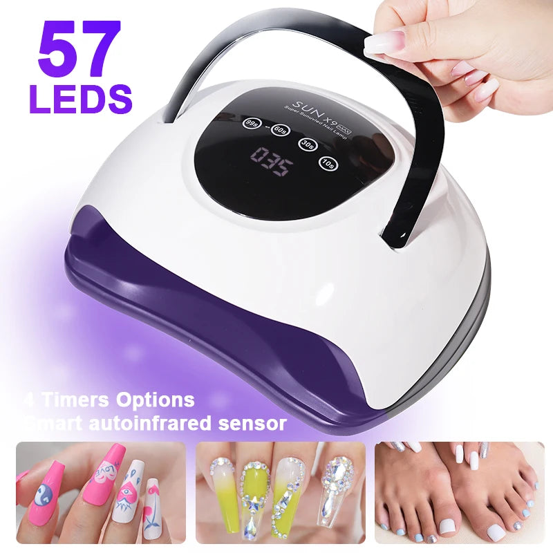 Professional 57LED Nail Lamp 4 Timer Modes LCD Display Fast curing Gel Nail Dryer Manicure Salon Tools for Acrylic Gel Art