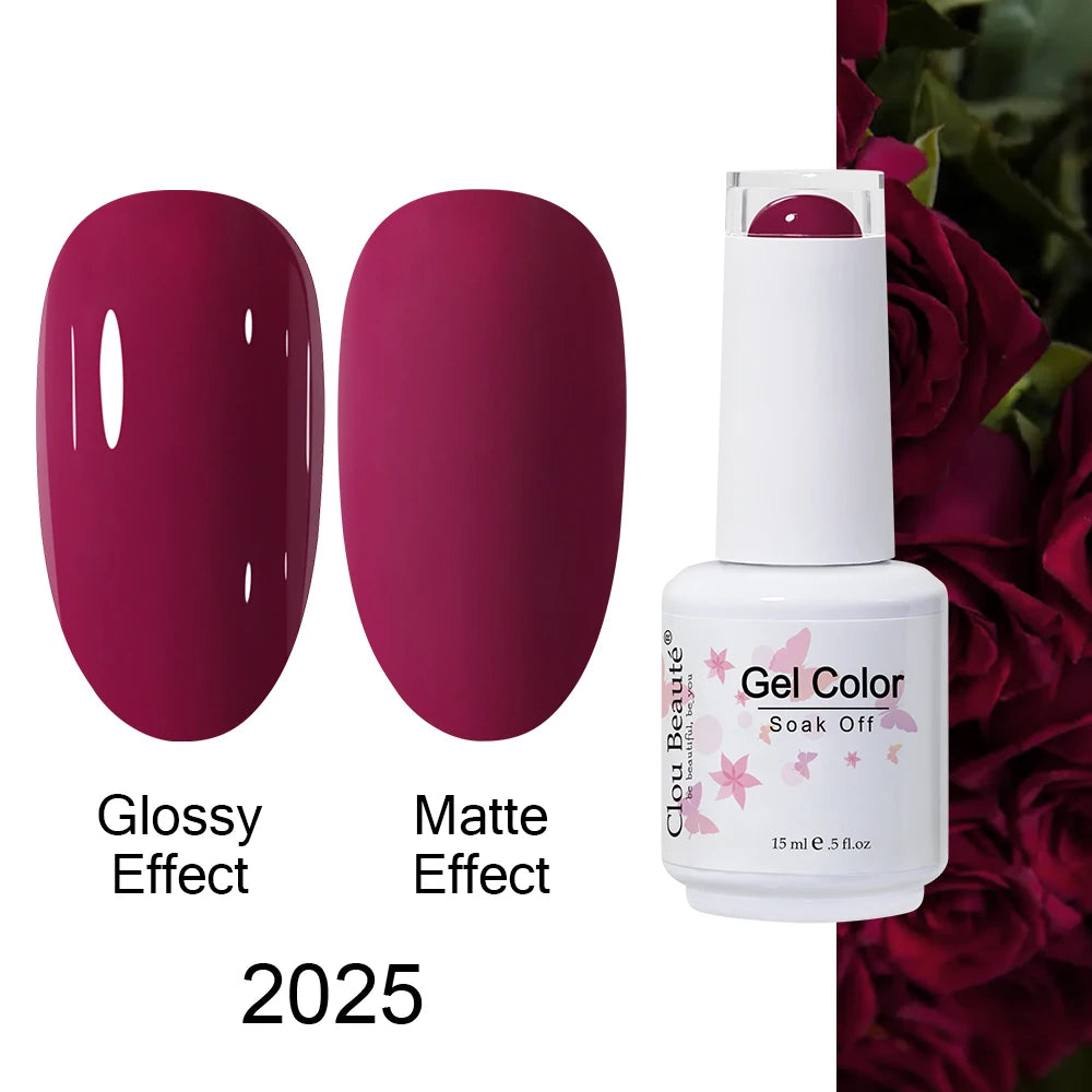 Clou Beaute 15ml Nail Gel Polish Warm Color Dark Red Brown Semi Permanent Nail Art Manicure Soak Off LED UV Varnishes Lacquer