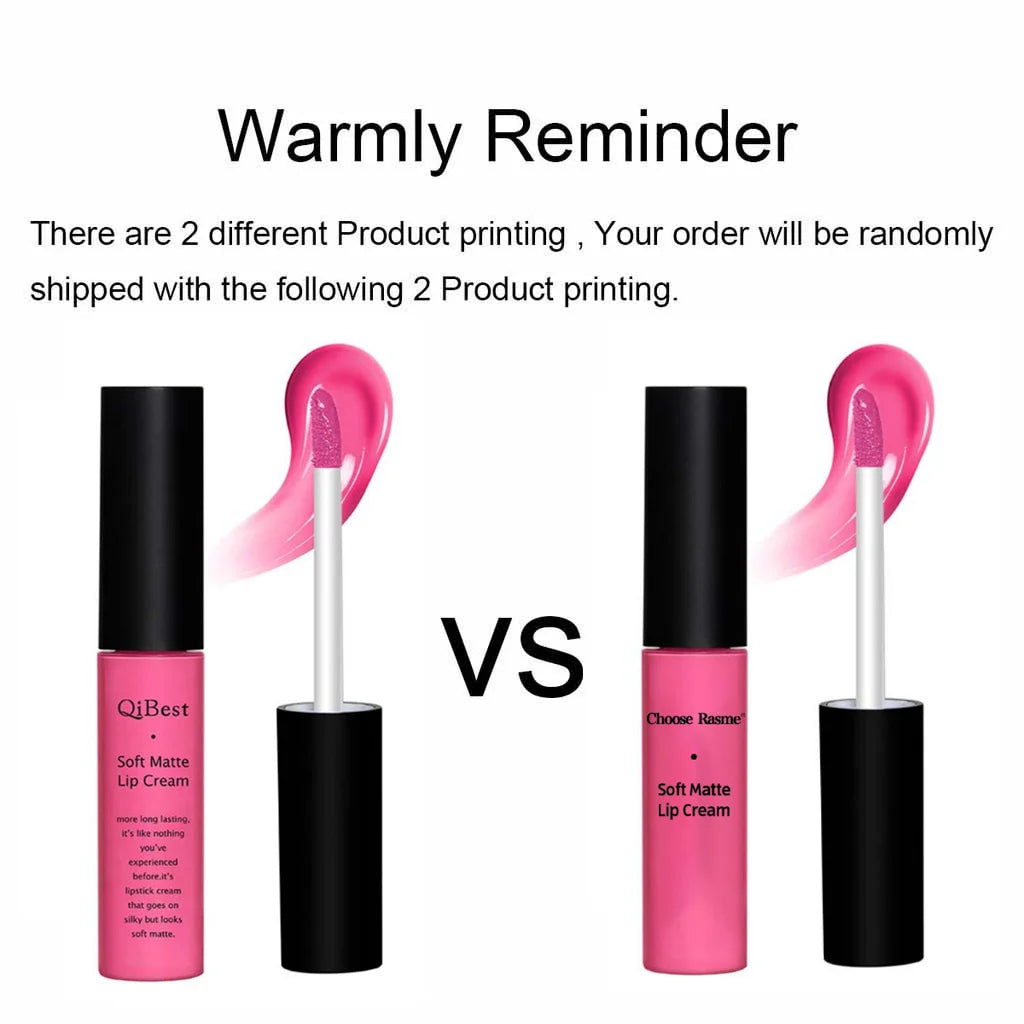 QIBEST Sexy Matte Velvet Liquid Lipstick Velvet Lip Gloss Tint Tube Matte Nude Pigment Red Black Makeup Cosmetics Lipsticks