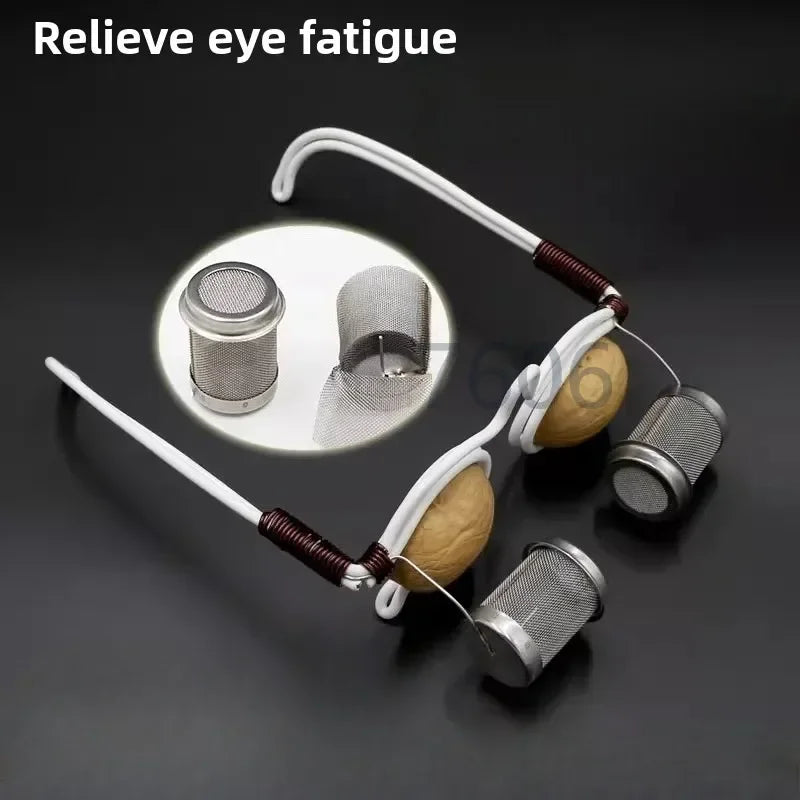 Walnut Moxibustion Therapy Glasses Warm Compress Eye Massage Tool Relieve Eye Fatigue Traditional Chinese Physiotherapy