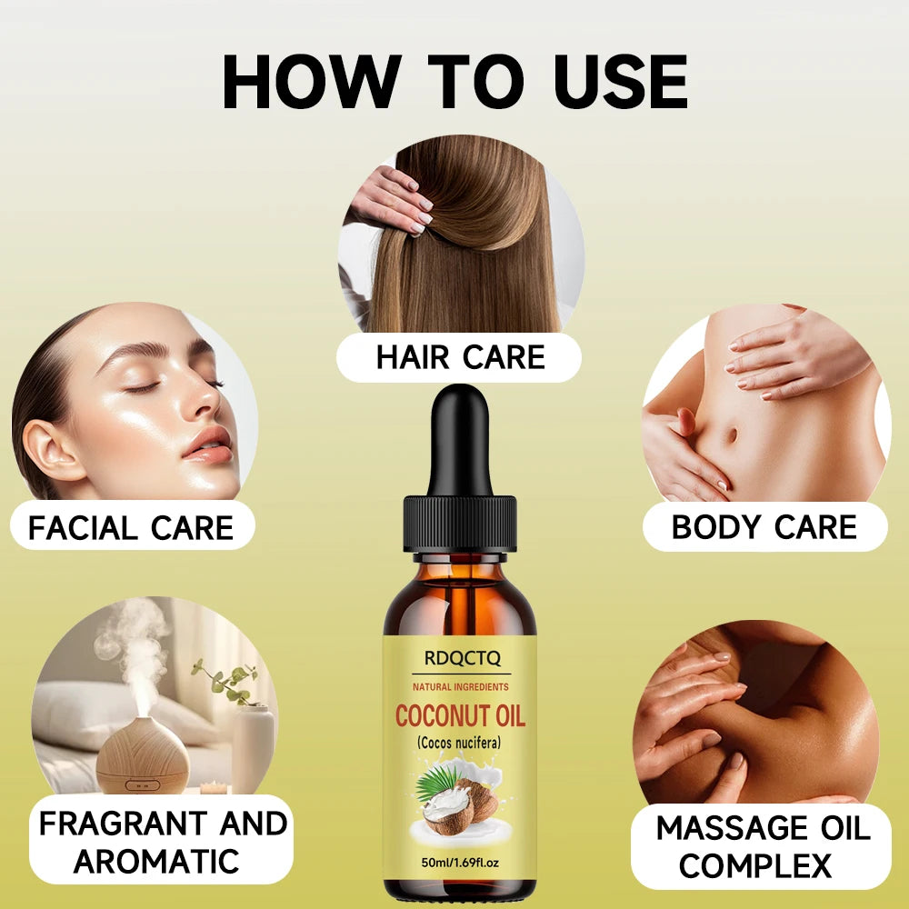 RDQCTQ Coconut Oil for Dry Hair & Sensitive Skin- Natural Moisturizer & Nourishing Treatment