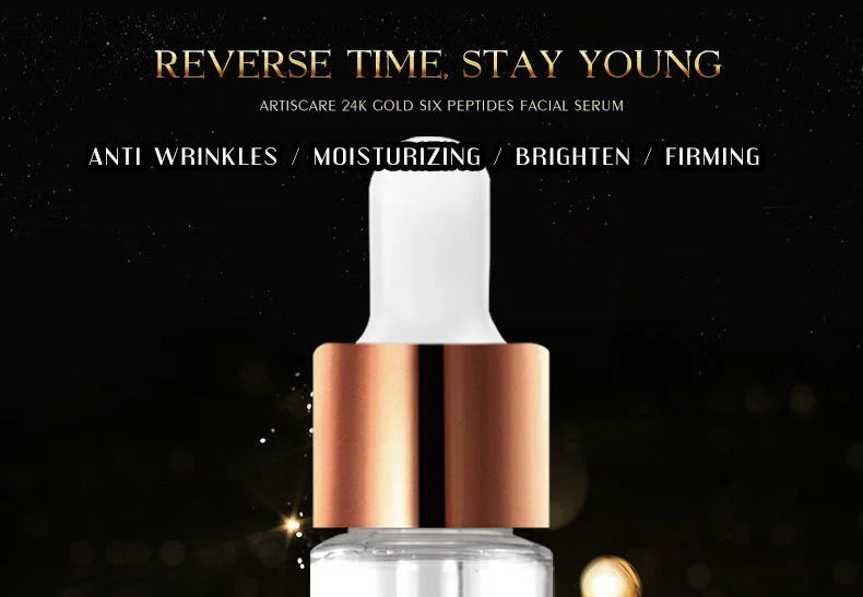 ARTISCARE 24k gold serum six peptides 20ml whitening moisturizing hyaluronic acid serum for face anti wrinkles facial skin care