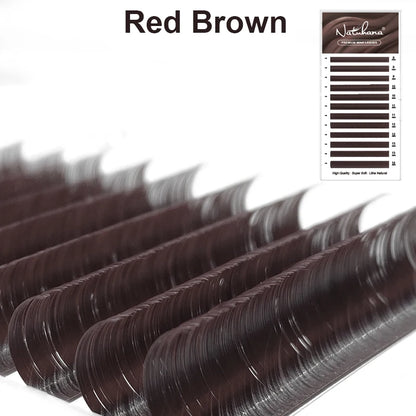 NATUHANA Caramel Colored Lashes Extension Individual Faux Mink Colour False Eyelashes Brown Teal Mocha Lashes For Makeup Tools