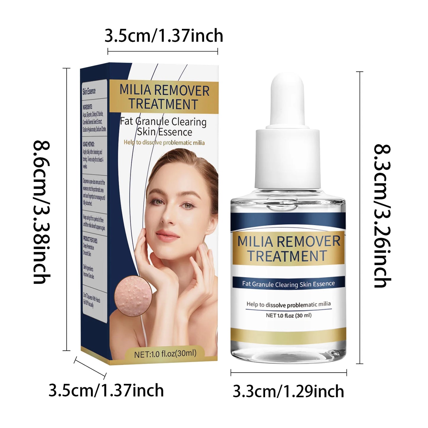 Milia Remover Essence Treatment Fat Granule Clearing Skin Hyaluronic Acid Deep Hydration and Gentle Exfoliation Hydrates Smooths