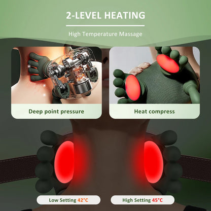 Neck Shoulder Massager Neck Back Massager with Heat & 4D Kneading Shiatsu Deep Tissue Massager for Shoulder Cervical Pain Relief