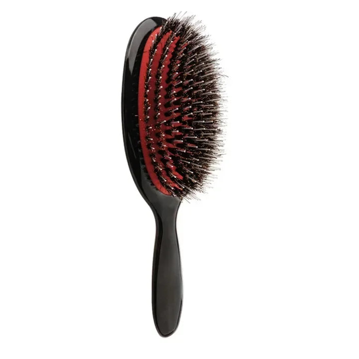 Premium Gold And Silver Boar Bristle Hair Brush Oval Paddle Anti Static Massage Comb For Hair Growth And Styling